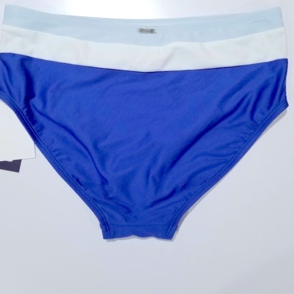 DKNY Colorblocked High-Waist Bikini Bottoms swimsuit, swimwear Lapis Blue New L - Picture 8 of 11